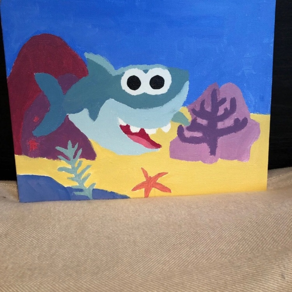 Baby Shark hand painted canvas